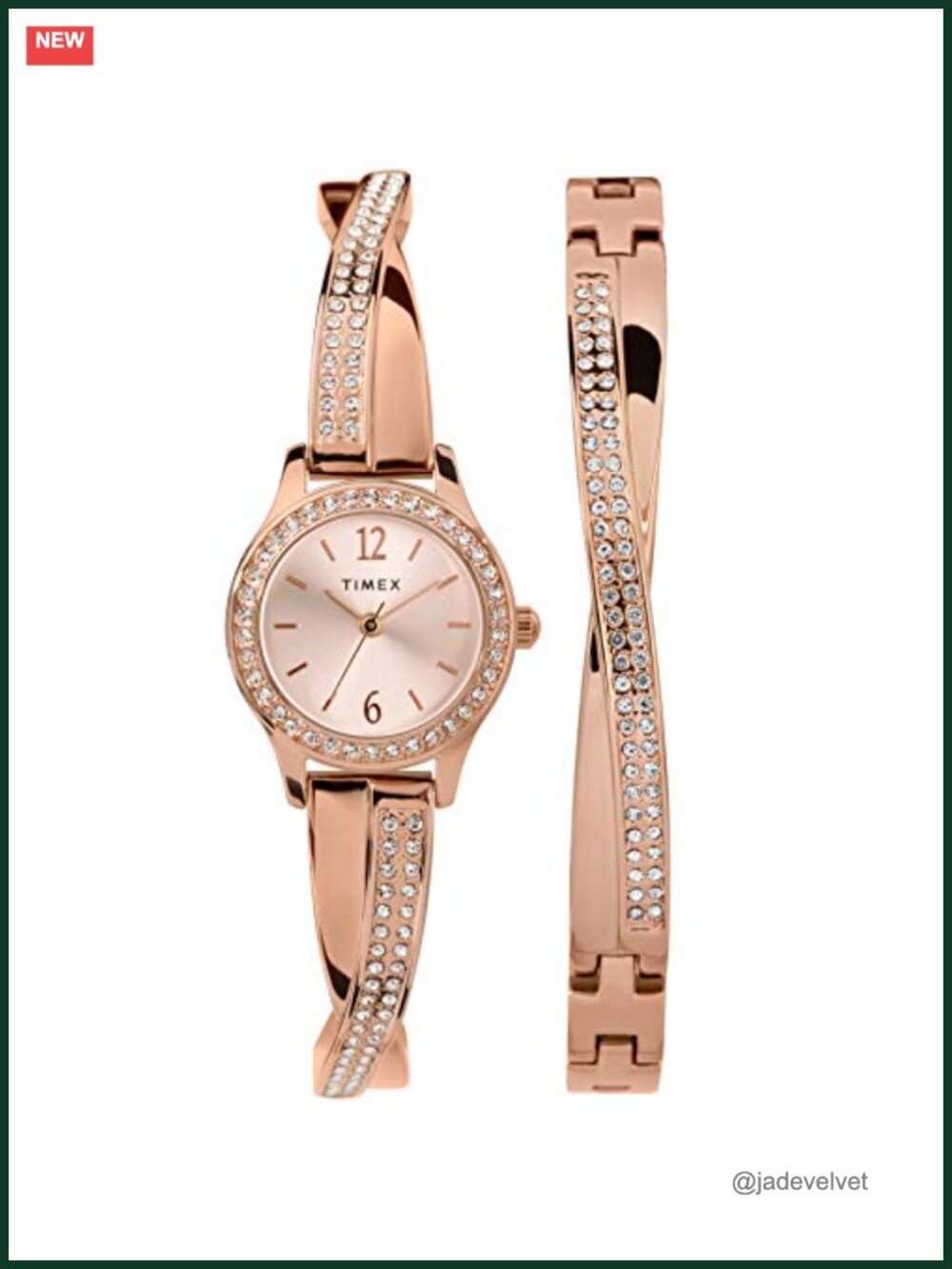 Timex Dress Crystal Bracelet Watch Gift Set 23mm Round Analog Quartz